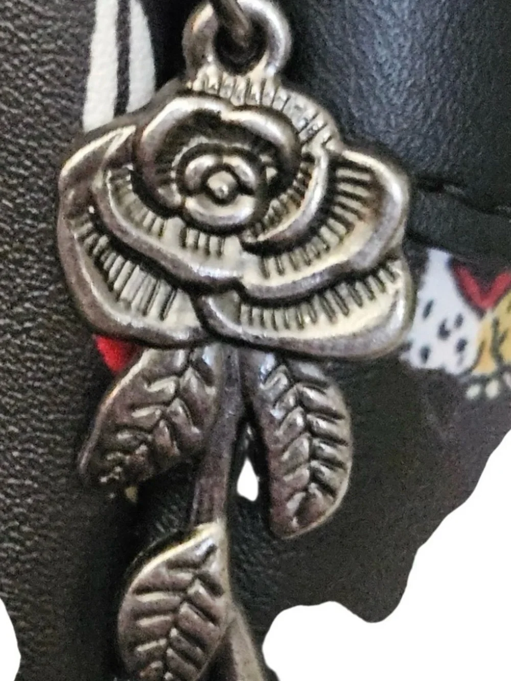 Ed Hardy Black Shoulder Bag with Red & White Skull Print